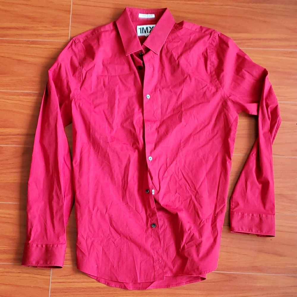 Express Red 1MX Extra Slim Fit Button Up